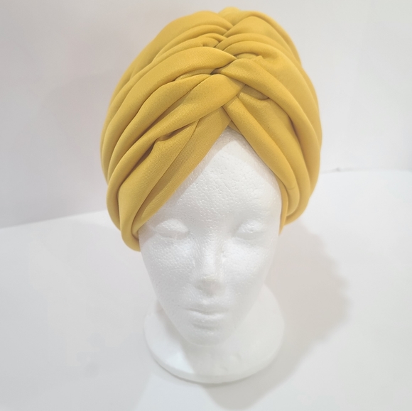 Handmade Pre-styled African Head Wrap, Yellow - Picture 10 of 12